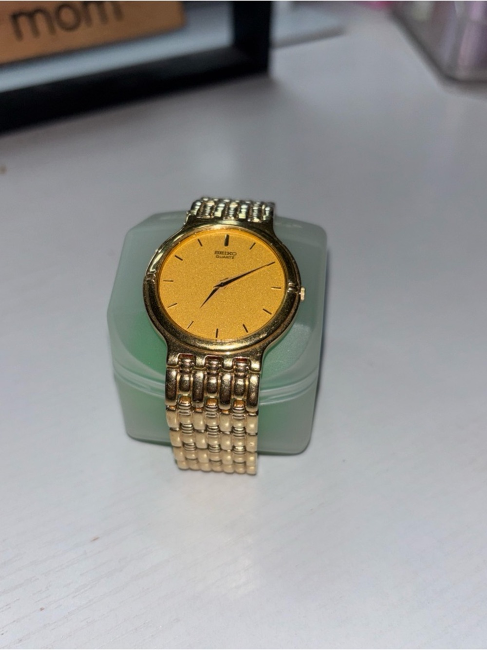 Seiko Gold Tone Watch with Gold Dial and Linked Bracelet